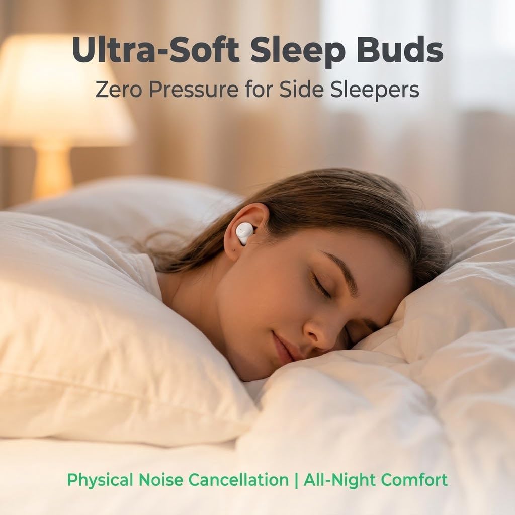 3-in-1 TWS Bluetooth Earbuds for Sleep, Sports & Daily Wear (White) image 4