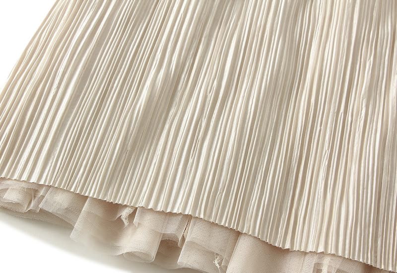 Long Pleated Skirts for Women Elastic High Waist Tulle Flowing Skirt Fairy Midi Skirts Trendy4