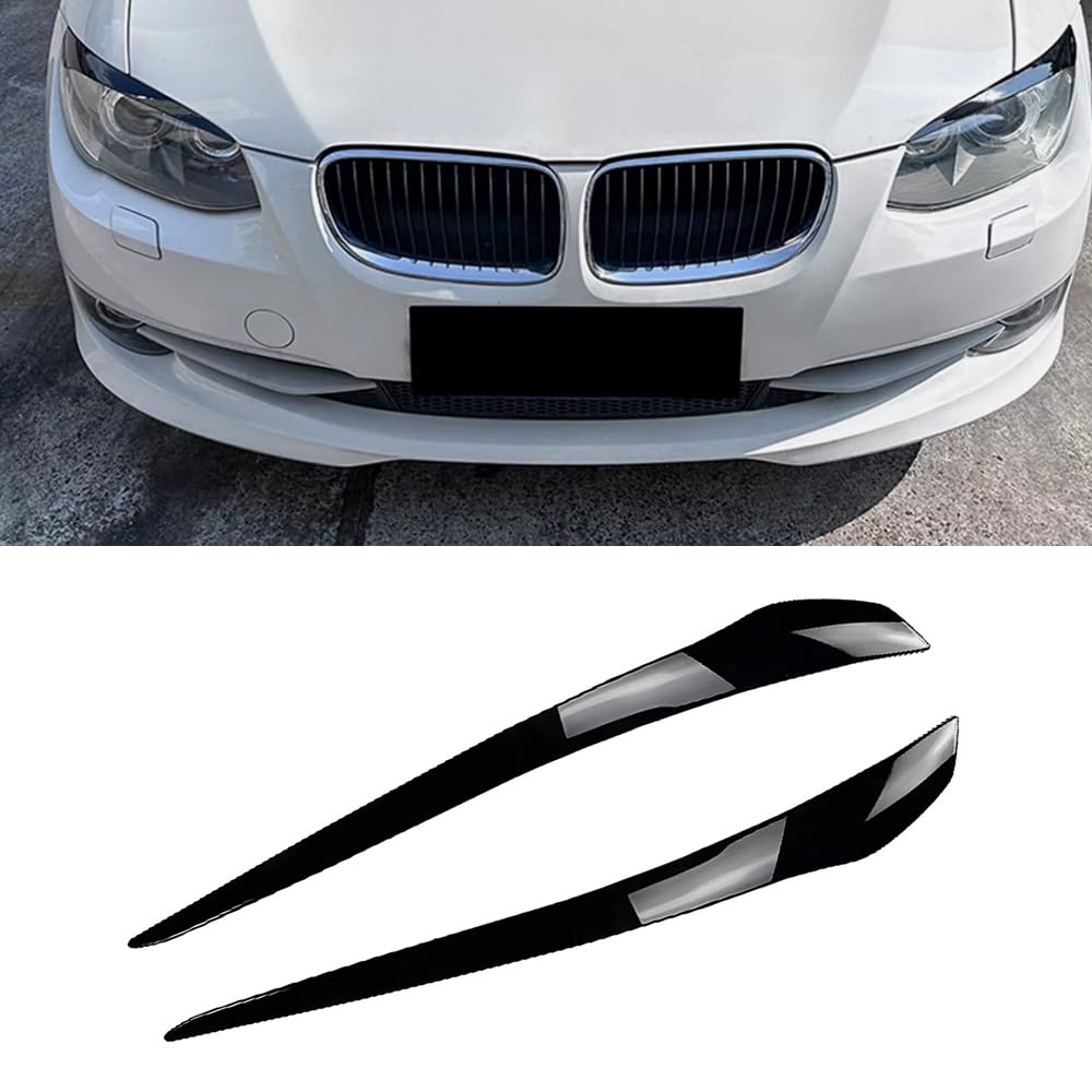 Párpado de Faro, Cejas de Faros de Coche Negro Brillante, Cubiertas de Cejas Cubiertas de Párpados compatible con BMW Serie 3 Coupe E92 E93 LCI 2010-2012
