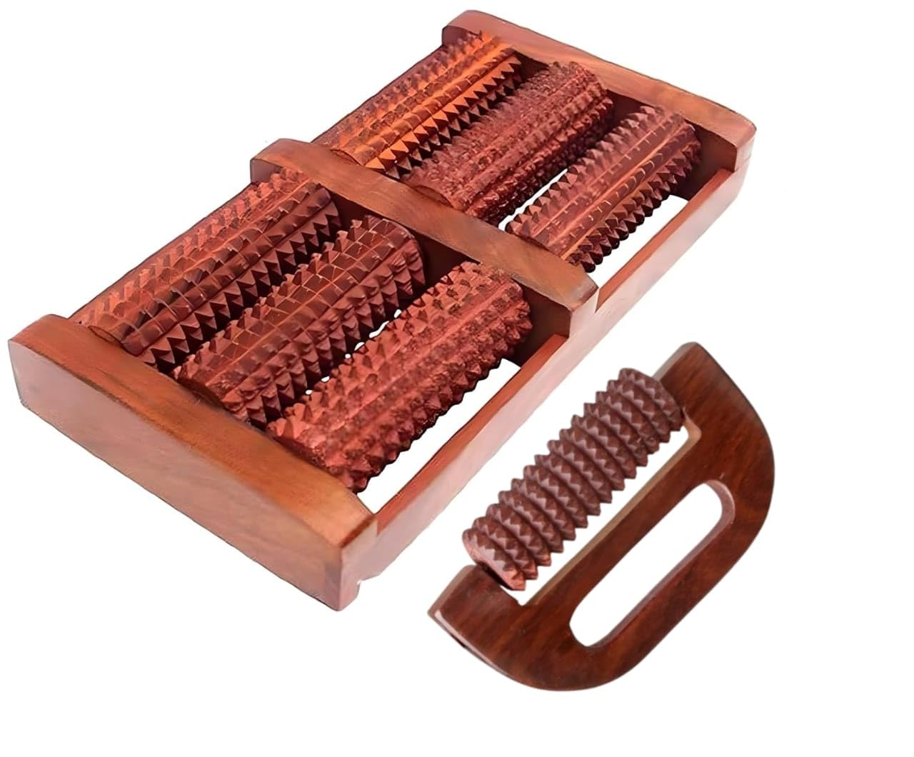 "Crystal Sheesham Wooden Foot Massager - 8 Rollers Multi-Point Acupressure | 14 Rosewood Unisex Massager for Full Body Pain Relief & Improved Blood Circulation" (B0D9MG4DN4) Amazon Price History, Amazon Price Tracker