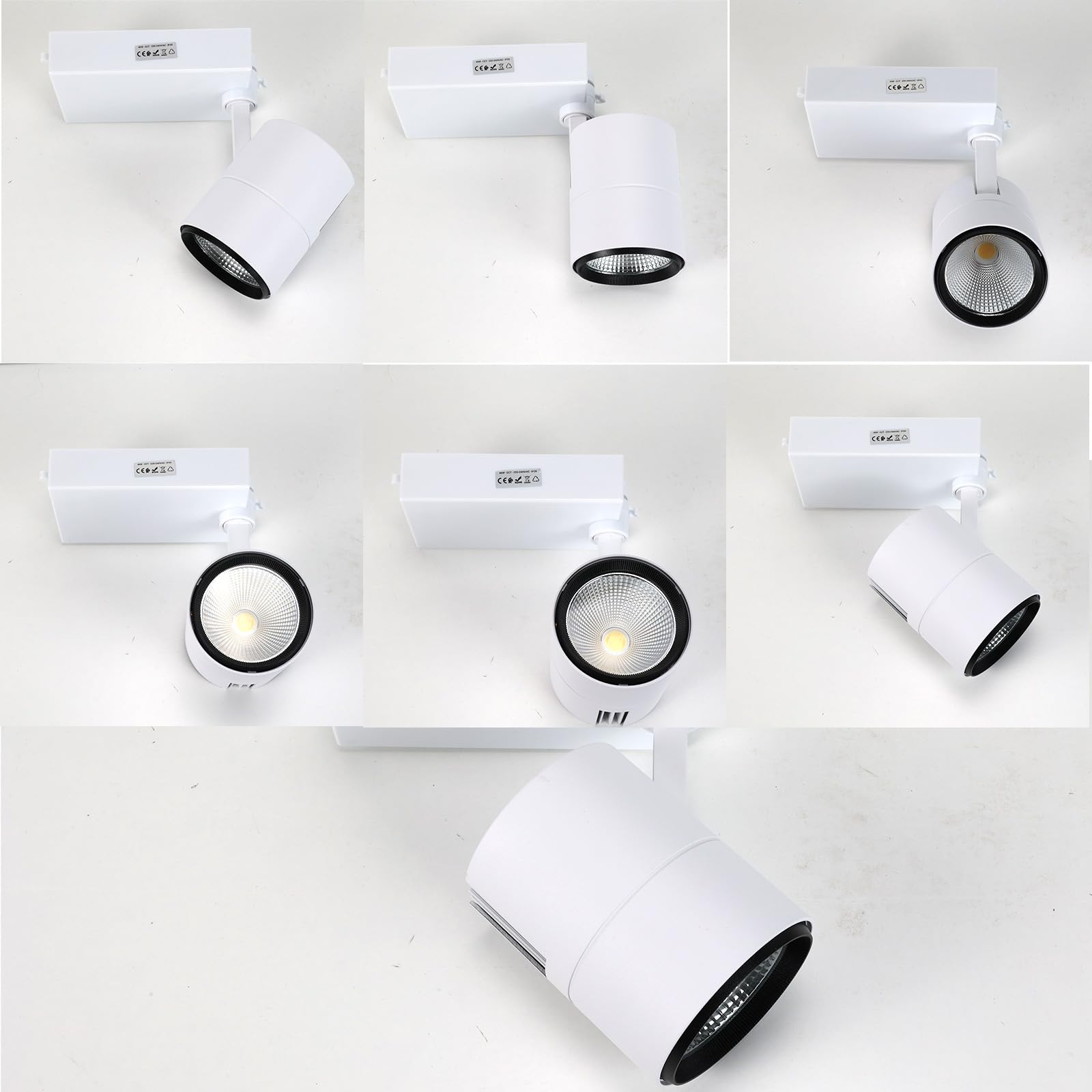 Alpinaluz Foco LED Blanco para Carril Monofásico 220V – 40W con CCT Ajustable 3000K/4000K/6000K – Proyector de Alta Potencia y Disipación de Calor – Orientable para Tiendas y Galerías