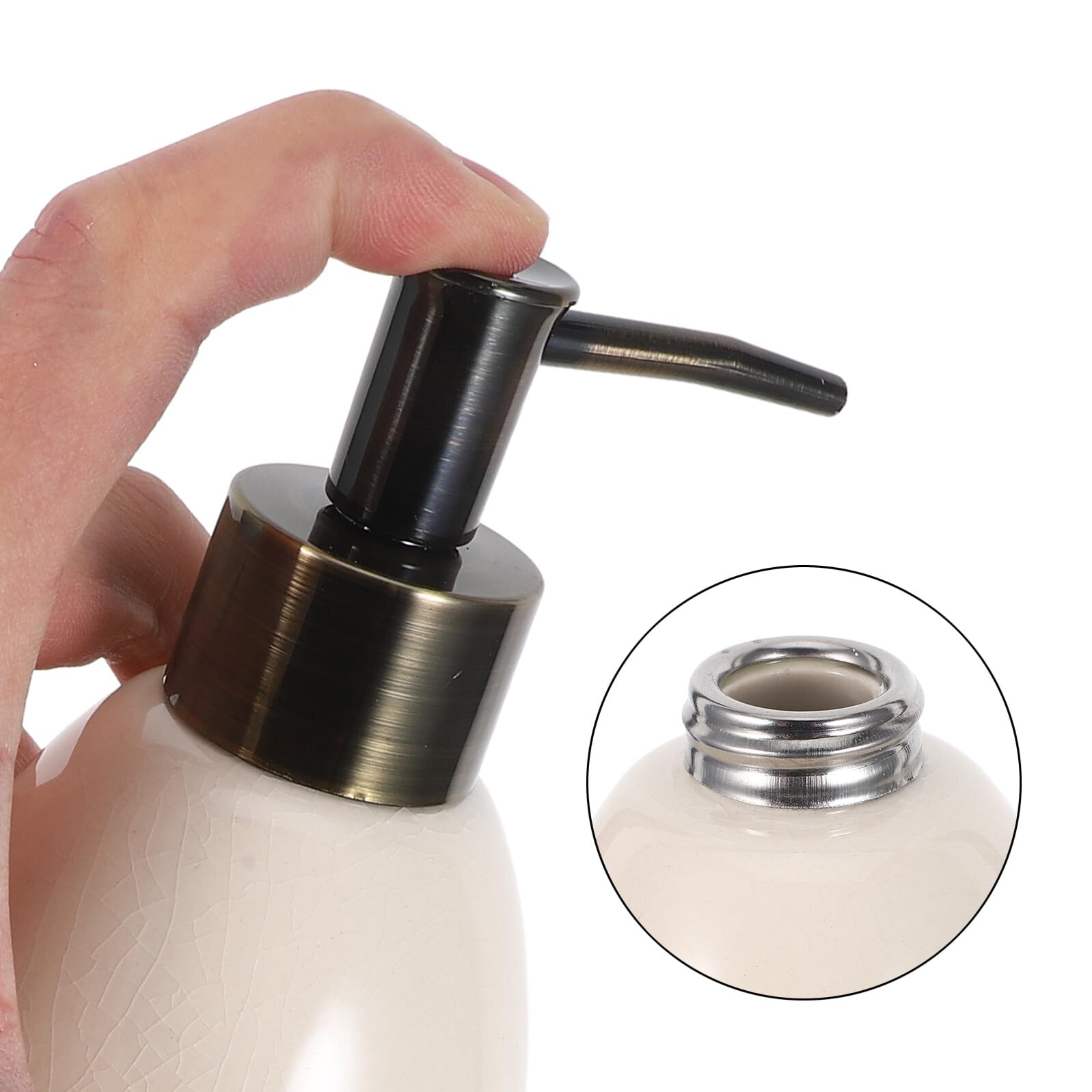 jojofuny Dispensador de Jabón de Cerámica 450 Ml, Recargable, Diseño Ergonómico para Cocina y Baño, Recipiente Decorativo para Encimera