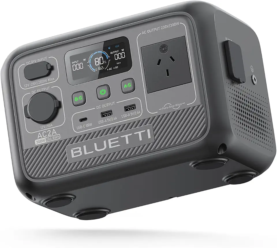 BLUETTI Portable Power Station AC2A, 204Wh LiFePO4 Battery Backup w/ 1 300W (600W Power Lifting) AC Outlets, Recharge from 0-80% in 40 Min., Solar Generator for Outdoor Camping (Solar Panel Optional)