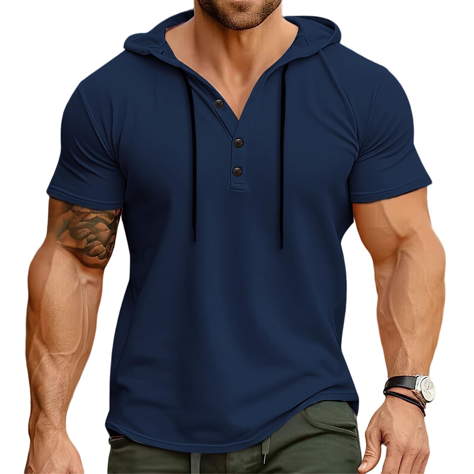 KGKQHKQ Mens Hoodies T-Shirts Fashion Short Sleeve Sweatshirts Athletic Lightweight Pullover Casual Solid Color Summer Blouse