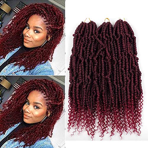Spring Twist Hair , Bomb Twist Crochet Hair 6 Packs Passion Twist Crochet Hair Braiding Hair for Women Kinky Curly Virtue Twists Pre-looped Crochet Hair Extensions 14inch 24 strands/pack (T1B/BUG#)