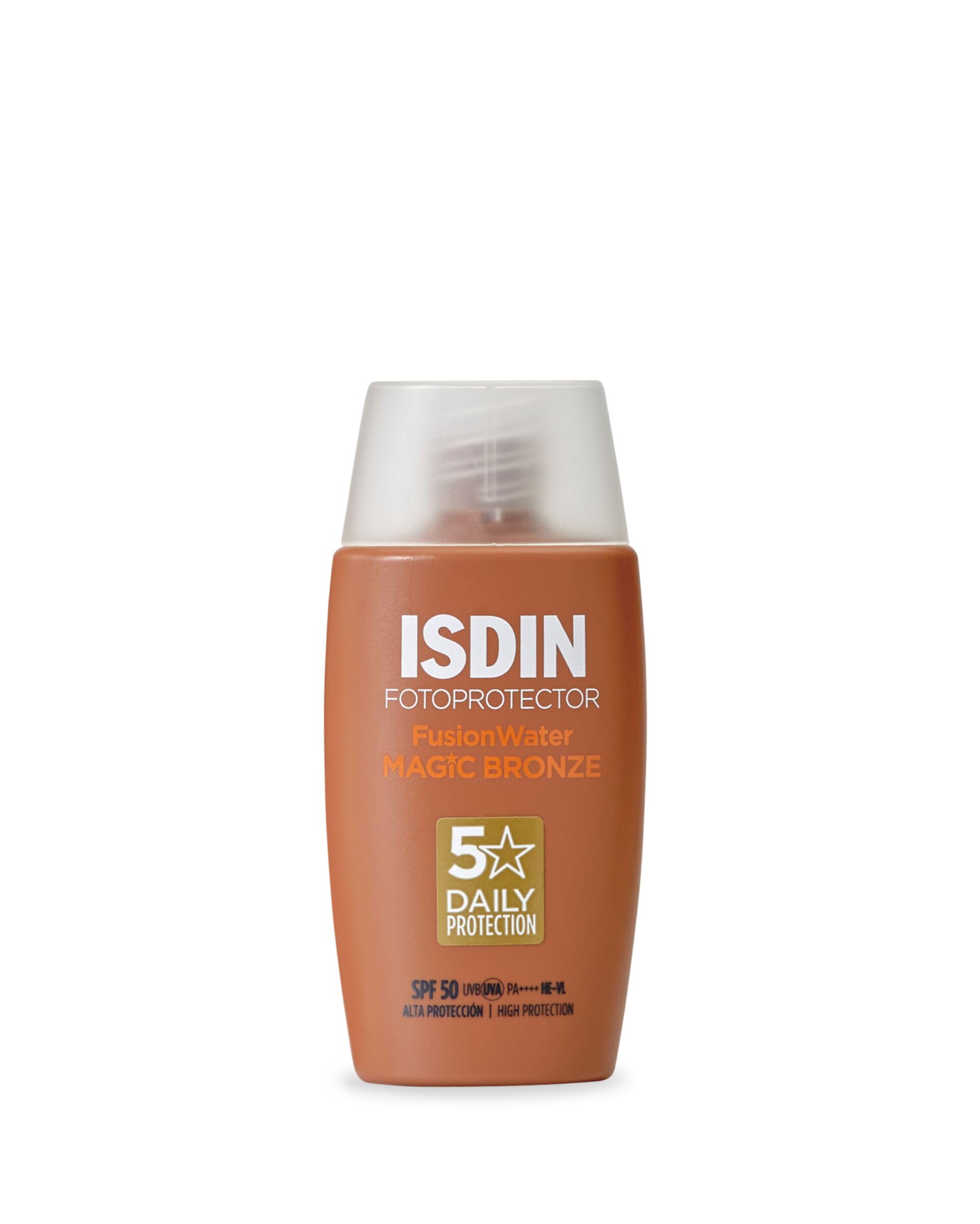 Fotoprotector ISDIN Fusion Water Color Bronze SPF 50, Protector Solar Facial con Color, Ligero e Hidratante, Cobertura Natural, Efecto Buena Cara, Disimula Imperfecciones, 50 ml