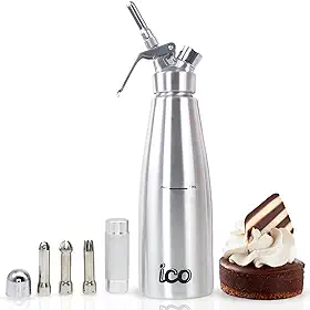 Dispensador profissional de chantilly de aço inoxidável da marca ICO de 1 litro