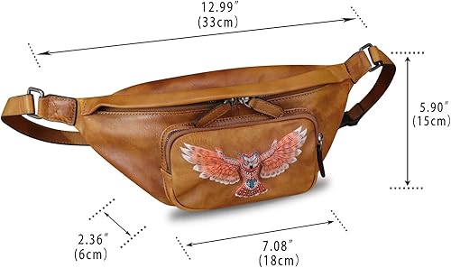 Miniatura 4 de Riñonera de piel auténtica, bolsa de viaje multifunción para senderismo, múltiples bolsillos para correr y ciclismo, Marrón