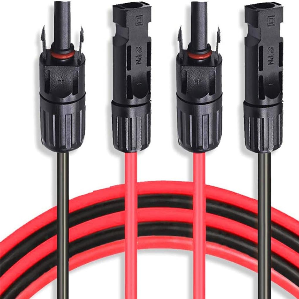 2 Paar Solar Flachkabel für einfache Installation ohne Bohren PC Solar Pv Diode Stecker männlich weiblich IP67, 5 Meter
