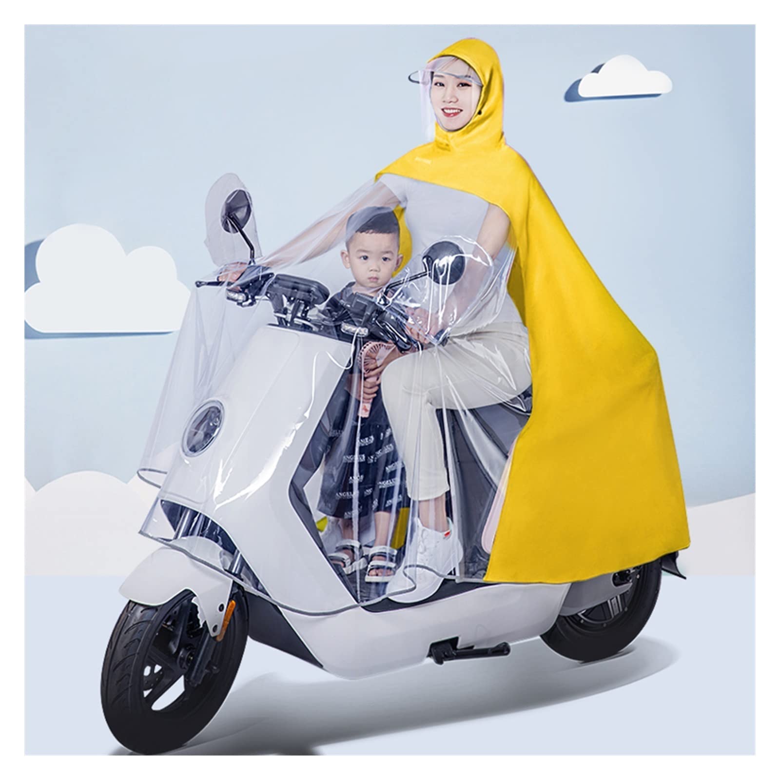 Wodoodporny rowerowy płaszcz przeciwdeszczowy, przezroczyste ponczo przeciwdeszczowe z kapturem, wiatroszczelna peleryna przeciwdeszczowa dla matki z osłoną lusterka, na rower elektryczny hulajnoga m