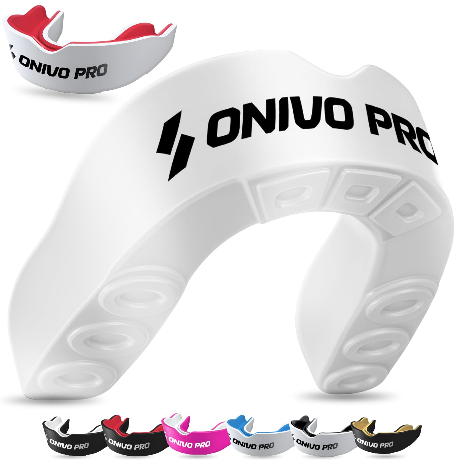 Dual Layer Sports Mouth Guard for Adults & Kids 11+, Premium Protection Gum Shield with Case, Boil and Bite Mouthguard for Boxing, Rugby, MMA, Karate, Hockey & Contact Sports