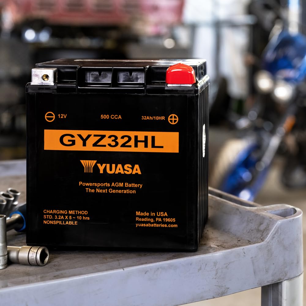Yuasa GYZ32HL 12V 500 CCA wartungsfreie AGM VRLA Motorradbatterie | 33,7 Ah, Kompakt, Auslaufsicher, Vibrations- & Korrosionsbeständig, Ideal für Sportbikes & Start-Stopp