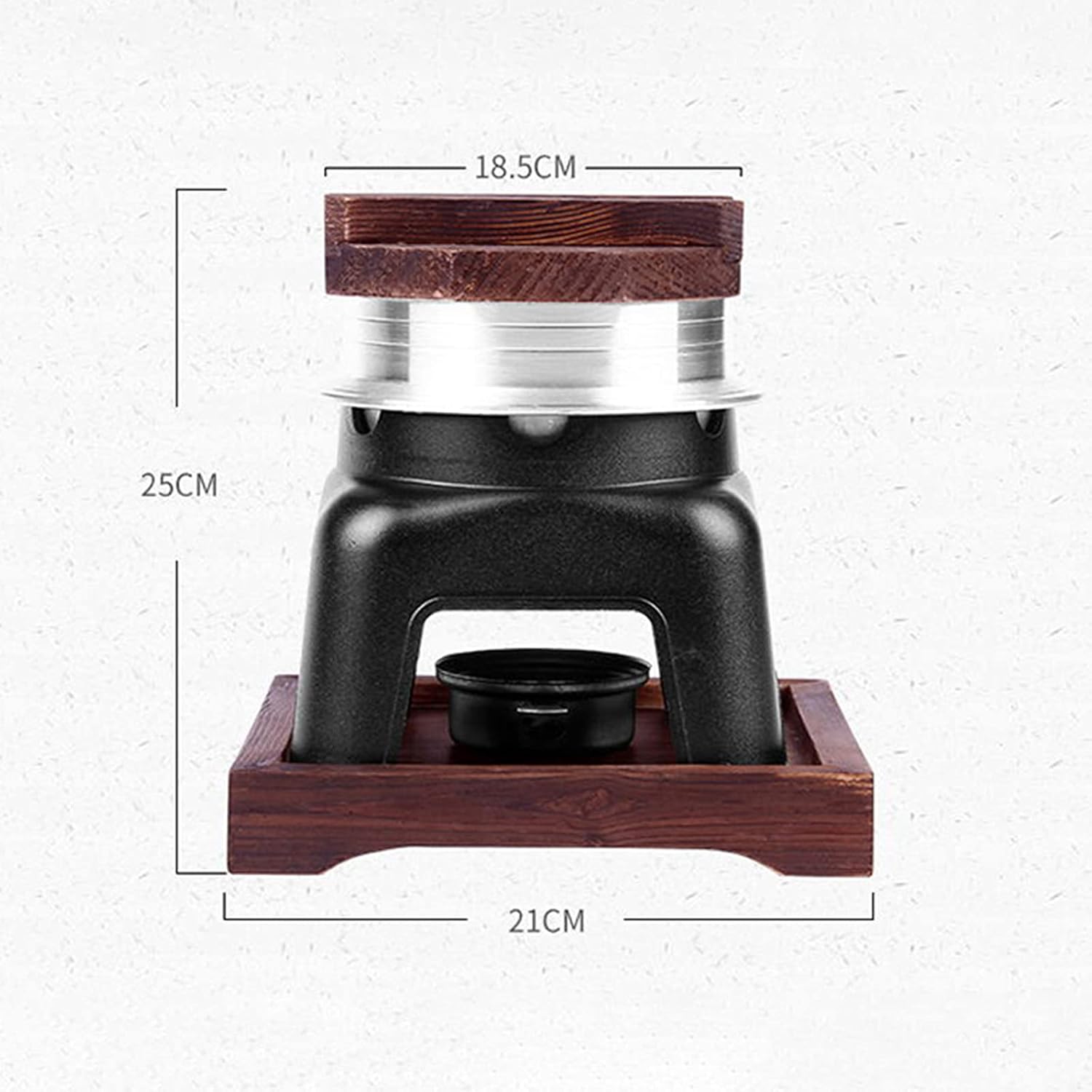 Aluminum Alloy Japanese Hot Pot - Sukiyaki Pot Rice Steamer Pan with Wooden Lid and Burner Stove - Hiking Picnic Camping Cookware