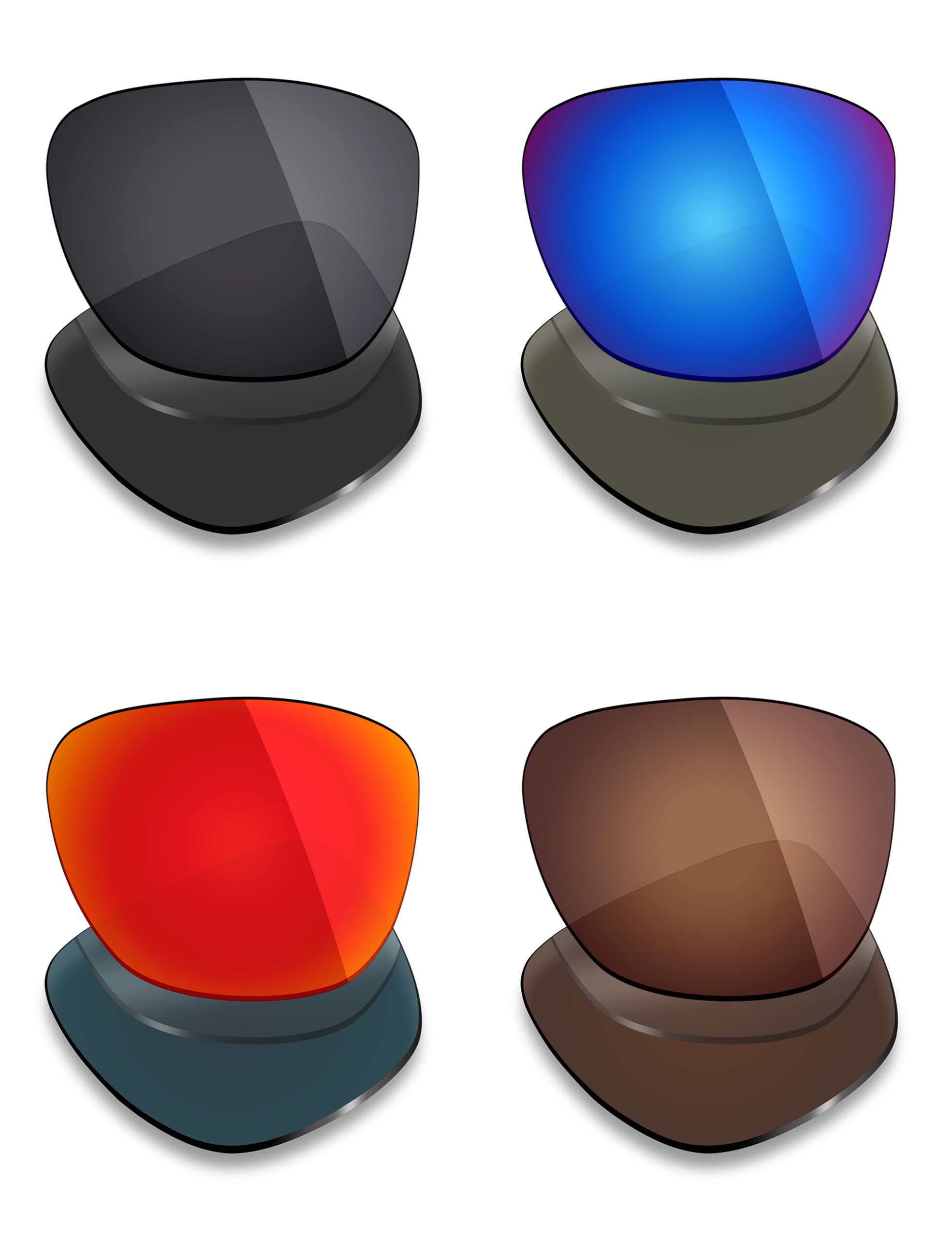 Mryok 4 Pair Polarized Replacement Lenses for Ray-Ban RB2204F 54mm Sunglass - Stealth Black/Fire Red/Ice Blue/Bronze Brown