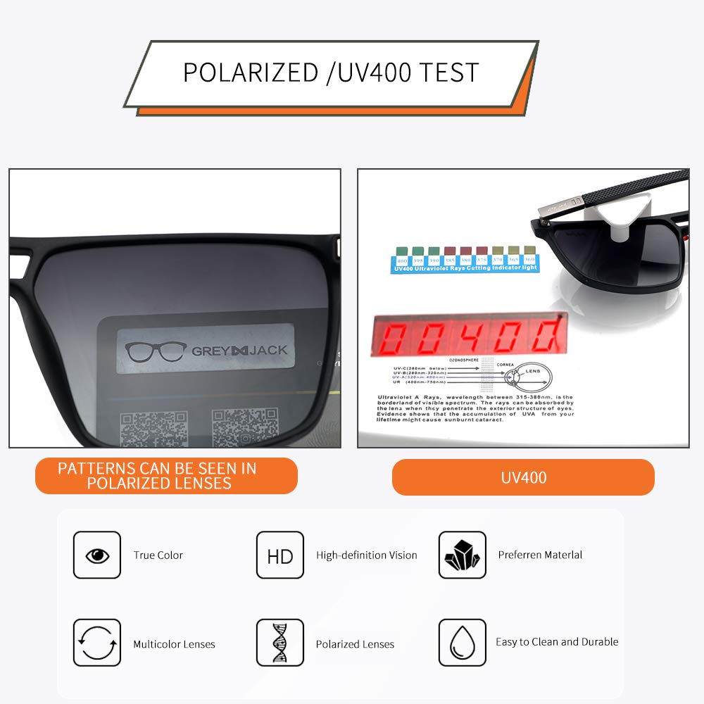 grey jack TR90 Polarized Sunglasses for Men Women Latest Stylish Rectangular Sunglasses | UV Protection | Large Size S2202 4