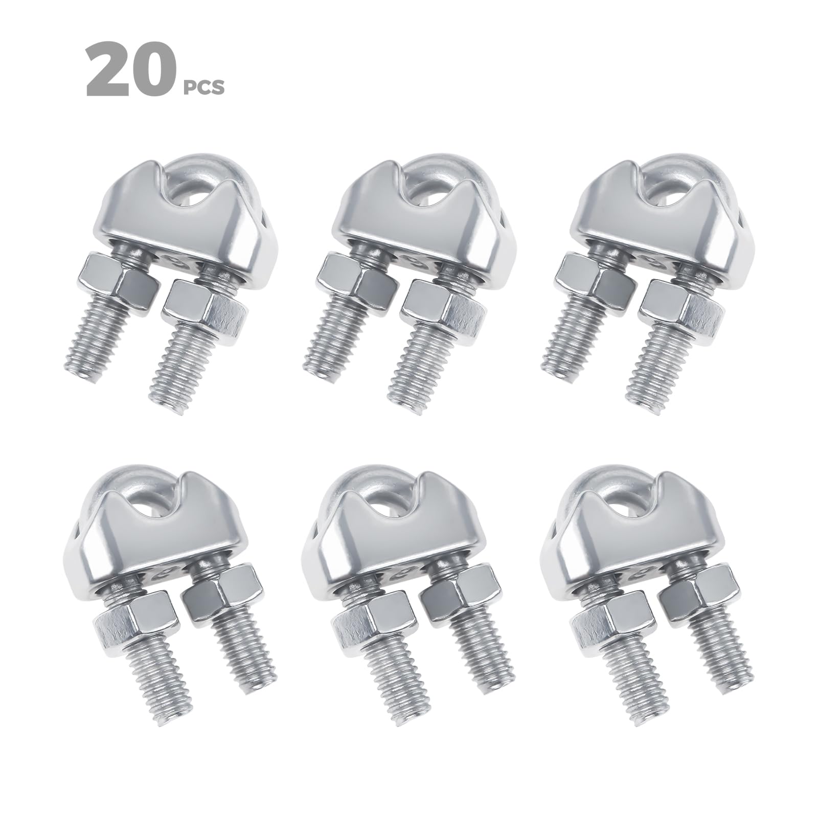 20 pz Morsetto A Forma di U Filo Pinze M2/3/4/5/6/8mm Cavo di Fissaggio Bulloni Rigging Hardware Morsetti In Acciaio Inox 304 Corda Manica(M6)