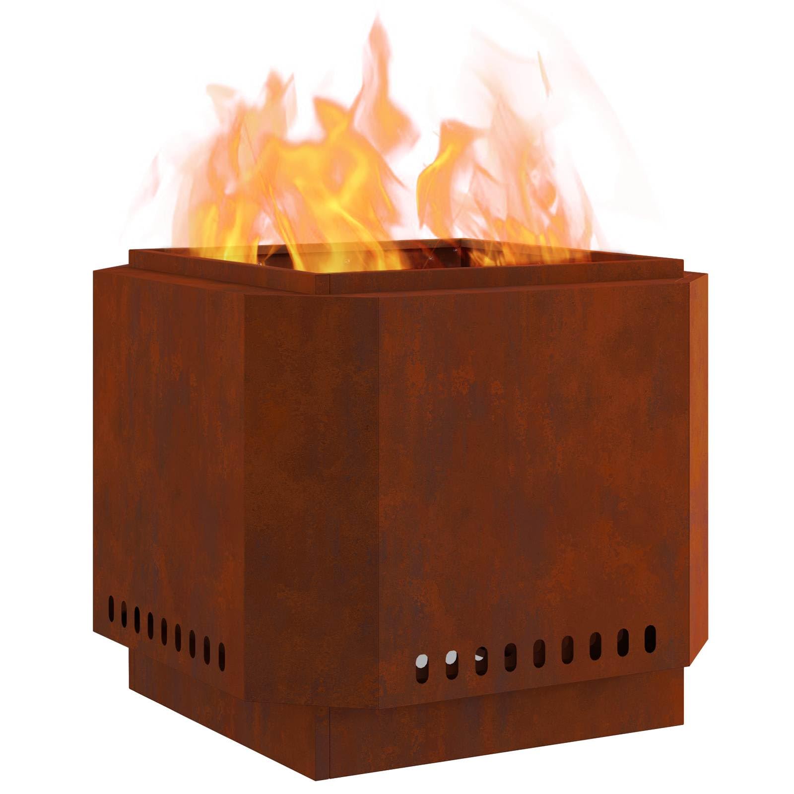 vidaXL Hoguera Sin Humo Marrón 58 x 58 x 51 cm Acero al Carbono, Hogar Moderno, Calentador Resistente para Patio, Chimenea de Jardín, Punto de Encuentro Social