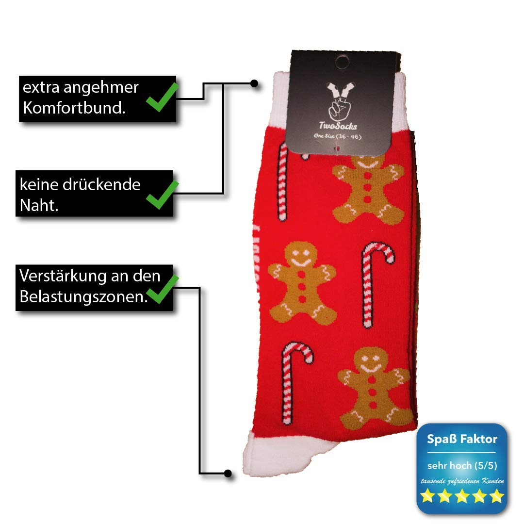 TwoSocks - Calze di Babbo Natale da uomo e da donna, divertenti, in cotone, taglia unica