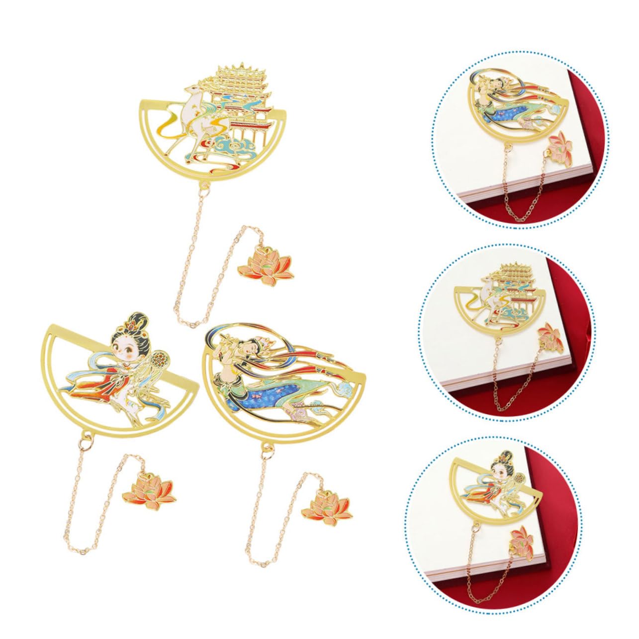 Operitacx 5 Set Segnalibro Classico Segnalibri Metallo Segnalibri Cinesi Per Le Donne Segnalibro Magnetico Antico Segnapagina Delicato Ottone 3 Pezzi * 5
