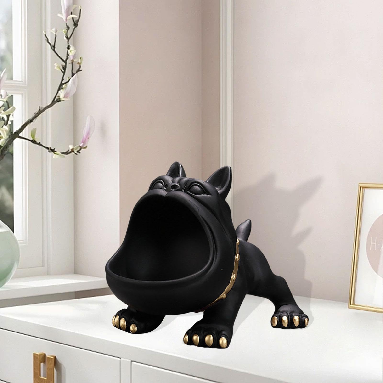 Hundestatue, Schreibtischzubehör, Tier-Schlüsselschale für Zuhause oder Büro, dekorativer Schreibtisch-Organizer in Beige