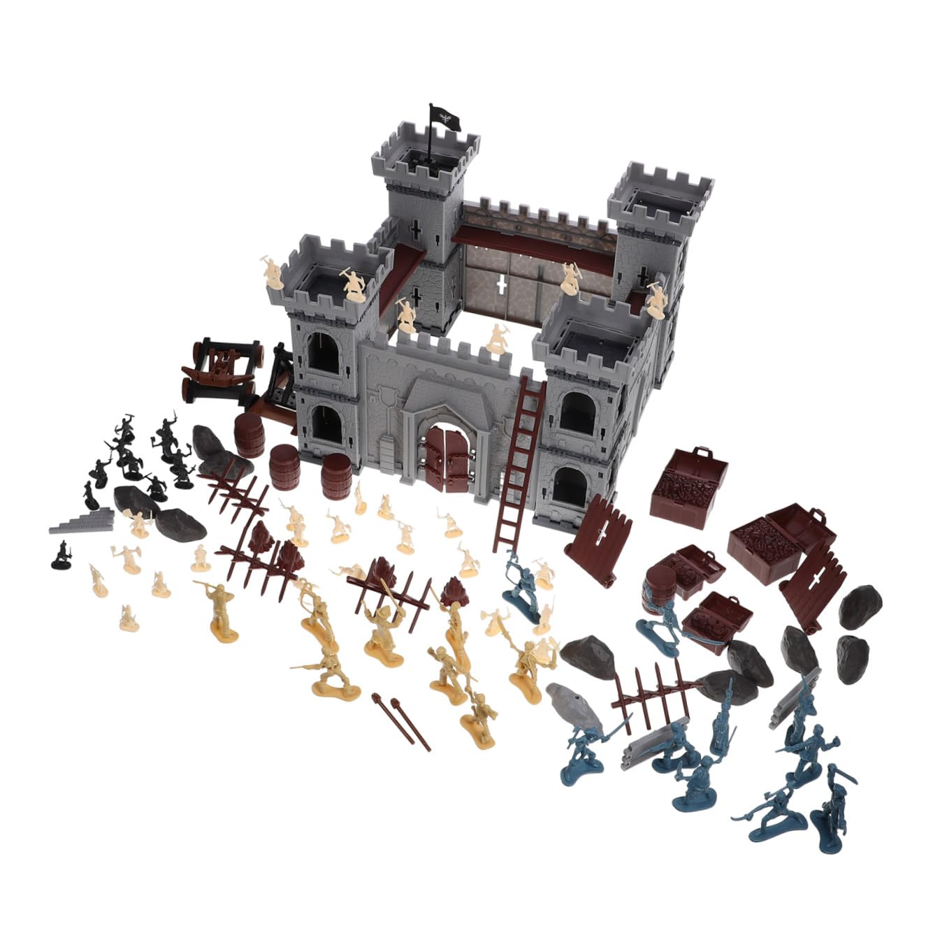 VICASKY Playset Castello Pirata Assemblabile, Kit in Plastica | Soldatini e Accessori da Pirata Inclusi, Stile Tematico per Ragazzi e Ragazze, Uso Educativo e Decorativo