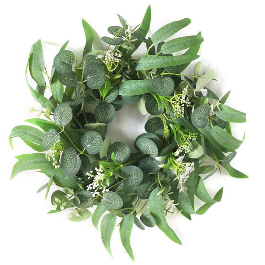 UDSKNV[KSL 30cm Candle Wreath, Mini Cone Candle Holder Wreath, Green, Centerpiece for Desktop Decoration