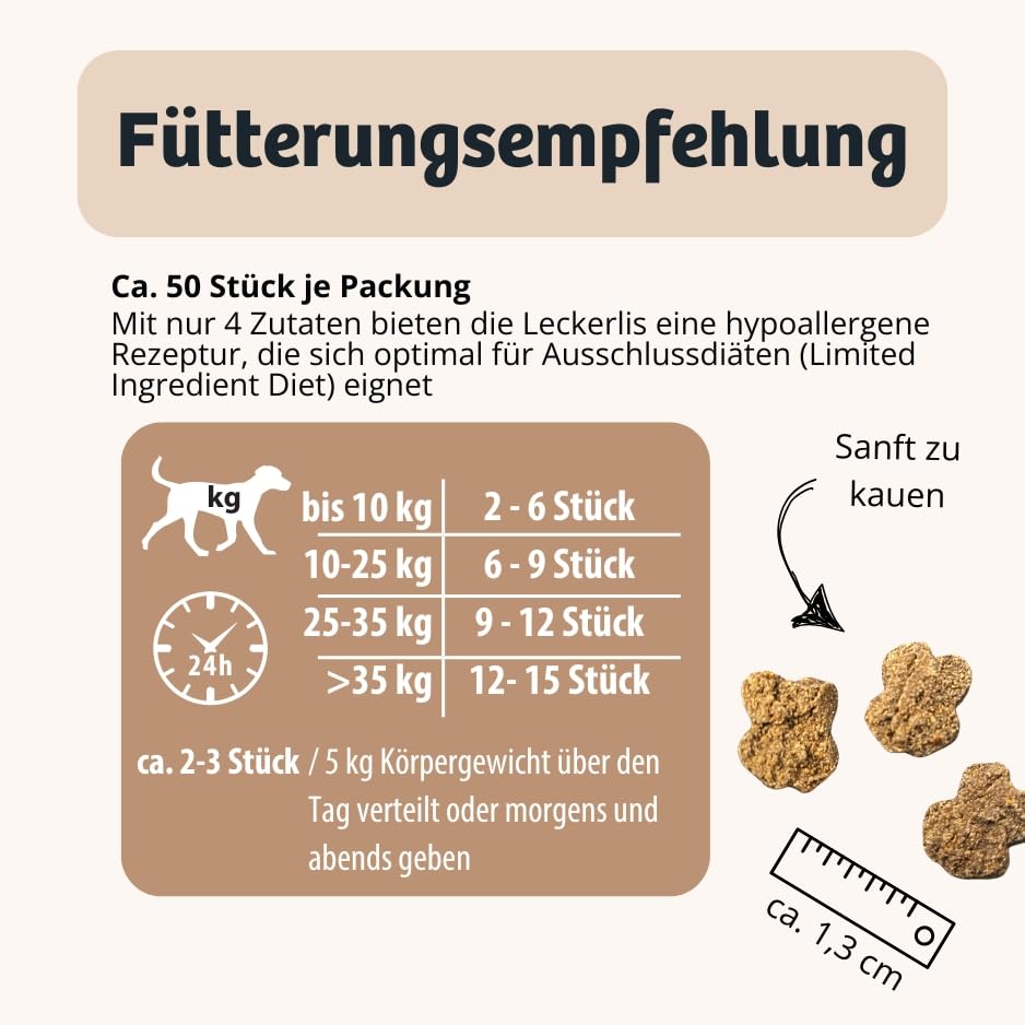 BugBell Hypoallergener Snack für Hunde 60g, Nur Vier Komponenten, Sensitive, Magenschonend, Schonkost für Hunde, für Allergikerhunde, Insekten Snacks bei Ausschlussdiäten