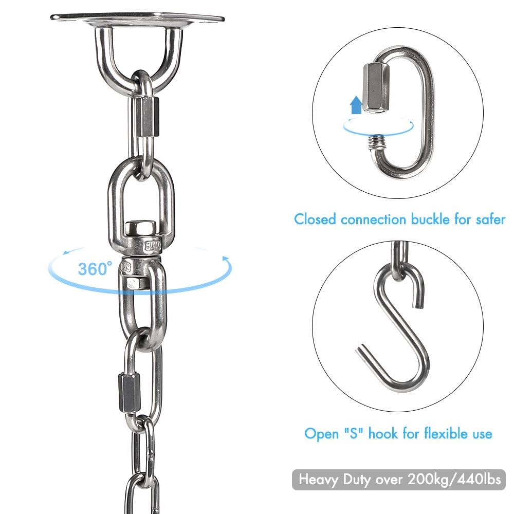 Kit Sospensione Per Amaca E Altalena - Ganci In Acciaio Inox, Catena 80cm, Portata 200kg - Foto 1