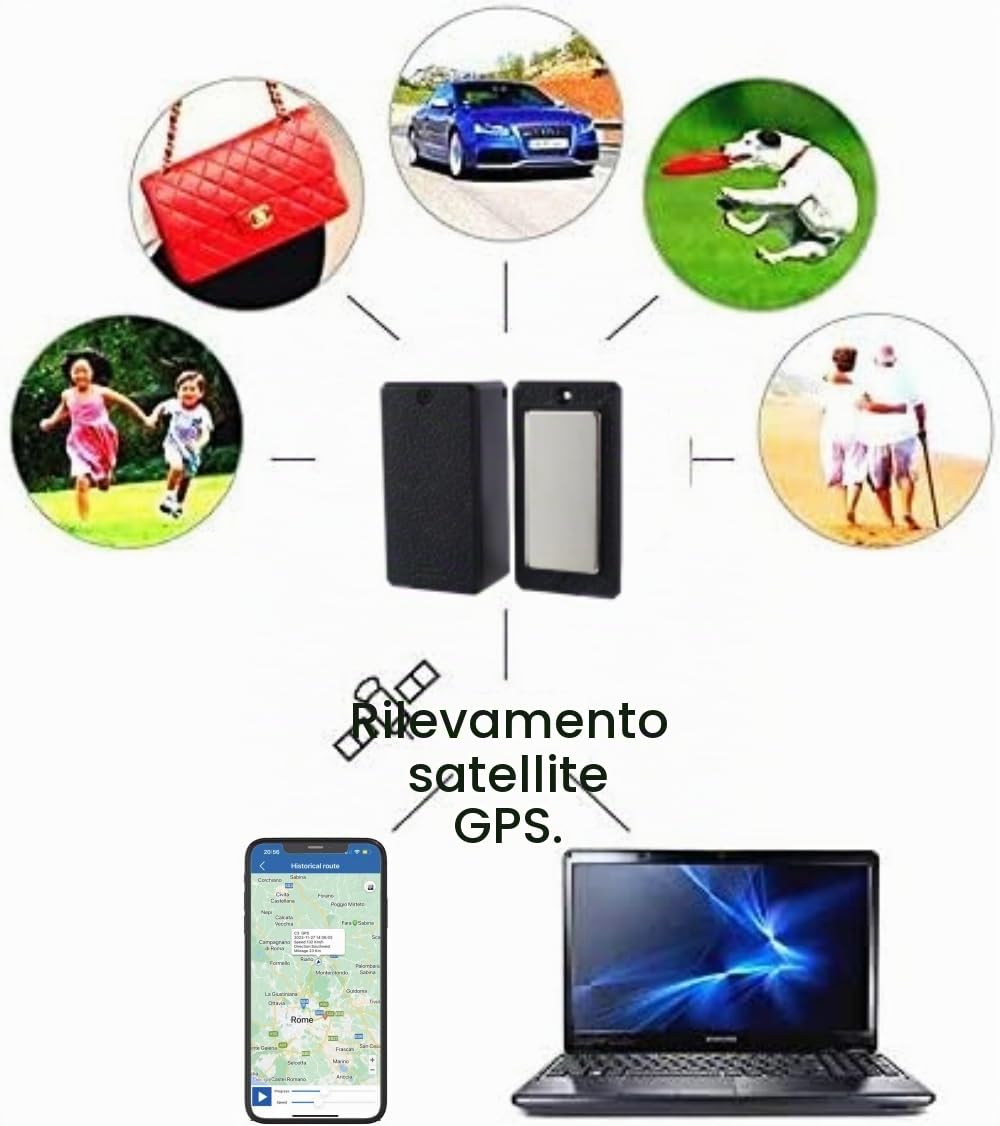 Winnes Mini GPS Tracker 4G, localizzatore GPS TK901, magnetico, impermeabile, posizione in tempo reale, app SMS per moto, auto, bici, scooter, bagagli, borsa per bambini