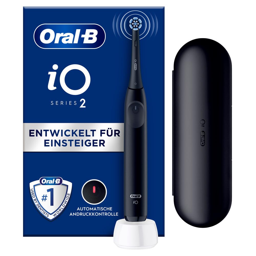 Oral-B iO Series 2 Electric Toothbrush, 1 Toothbrush Head, 3 Brushing Modes For Dental Care, Travel Case, Designed By Braun, Night Black