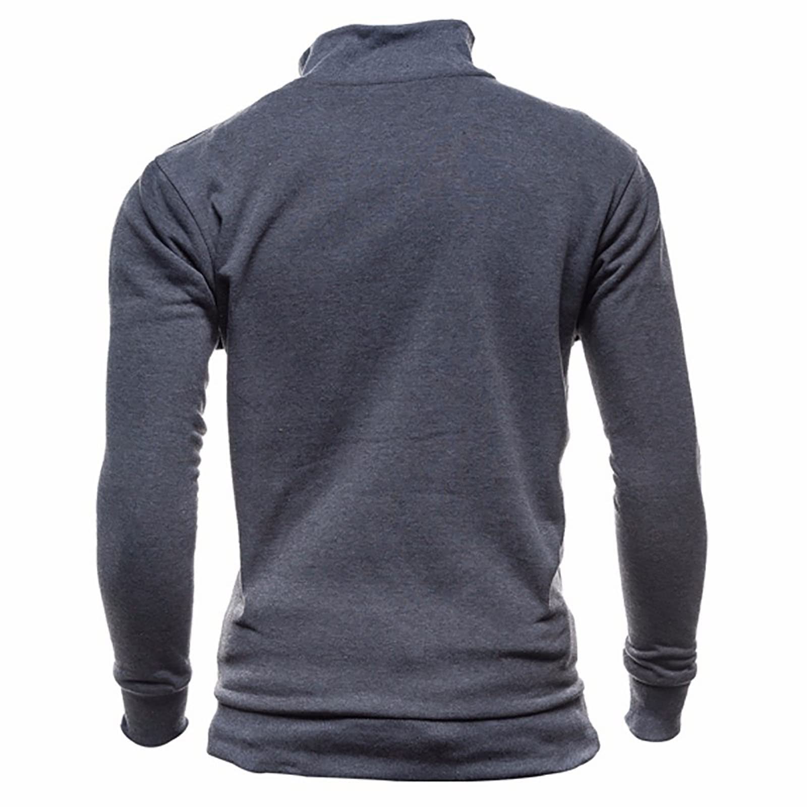 Sudadera de forro polar informal para hombre, deporte de otoño e invierno, color sólido, con cuello alto y cremallera, camisa de fondo para hombre, para culturismo, chaqueta de punto de manga larga