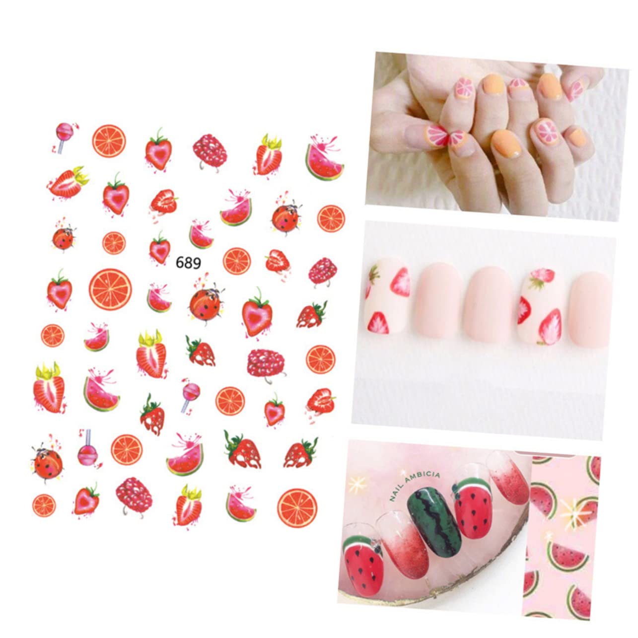 Beaupretty 36fogli Adesivi Per Unghie Design Frutta Decorazione Manicure Con Foglie Di Ciliegio Adesivi Unici Per Donne e Ragazze Stili Random Per Feste e Eventi