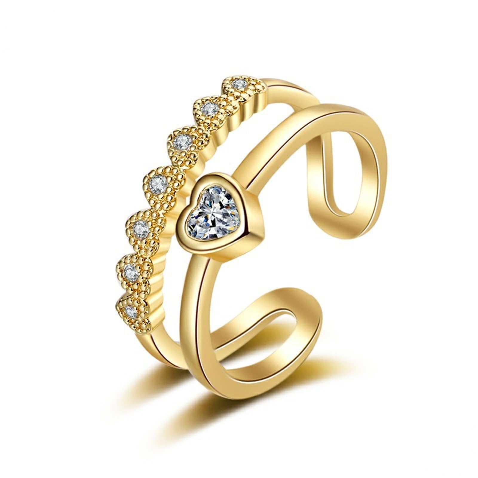 9 Karat Gelbgold Ring Frauen Moissanit Weiß, Ring Herz