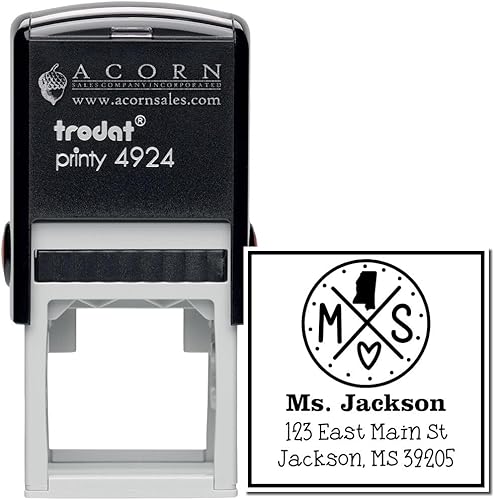 Miniatura 415 de Texas State Love - Sello de dirección cuadrado, uso con almohadilla de sellos, sello de correo de Texas, tamaño 1-5/8 pulgadas Manija