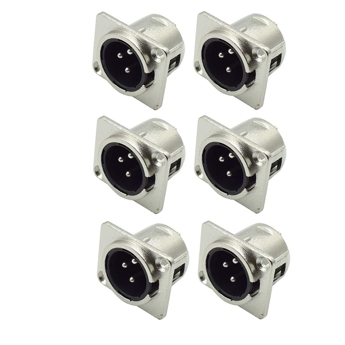 KEBILSHOP XLR Male Jack 3 Pin Panel Mount Jacks D Series Size XLR-M Connector 6-Pack | Electronic accessories-picture-30