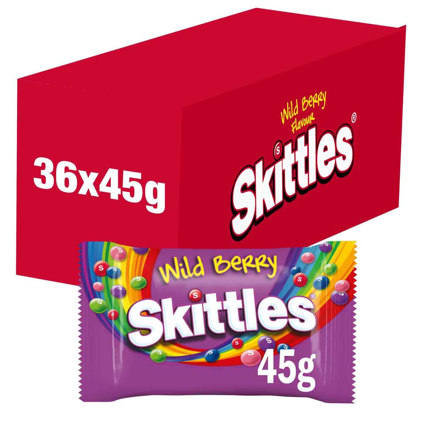 SkittlesWild Berry Sweets, Fruit Chewy Bulk Sweets Box, Sweets Gift Box, 36 Packs of 45g