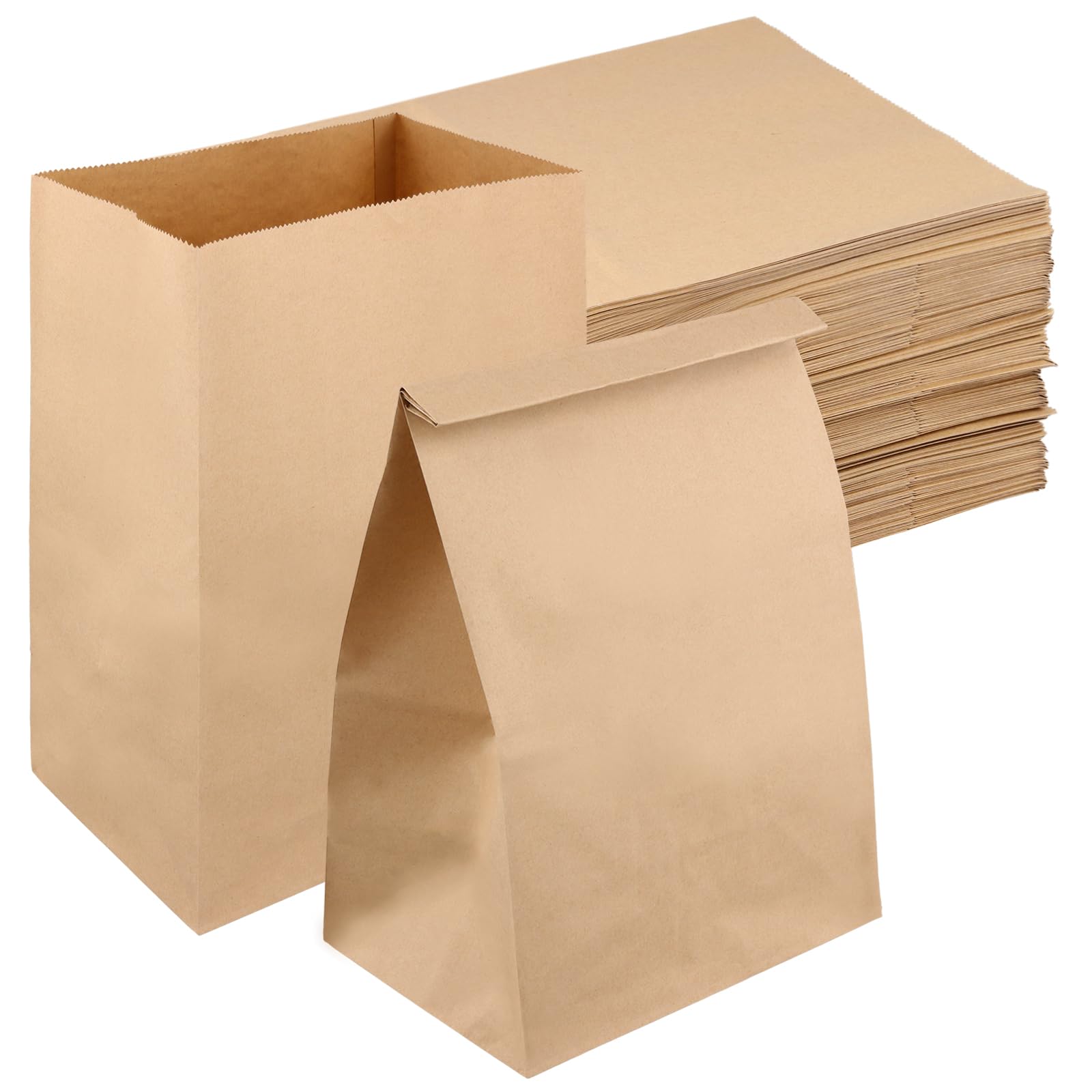 JOIKIT 200PCS 20x12.5x30cm Brown Paper Food Bags, Large Kraft Paper Lunch Bags No Handles for Bread Sandwiches Candy