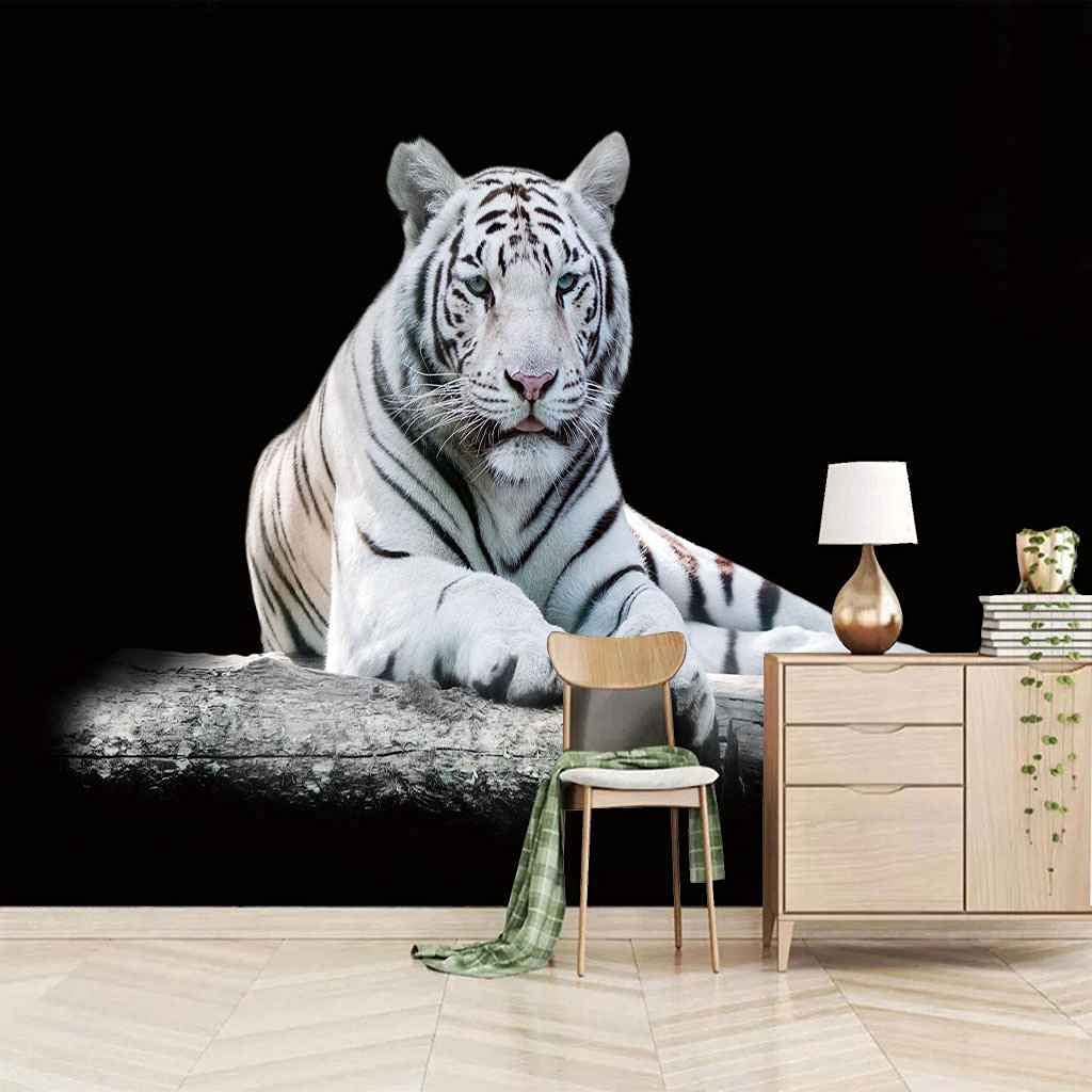 Papier peint auto-adhésif tigre 3D fresque murale salon TV