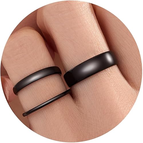 Silver Rings for Women Non Tarnish, Gold Wedding Bands for Men, Stainless Steel Chunky Knuckle Pinky Open Adjustable Ring Set for Jewelry Gift Size 5-13