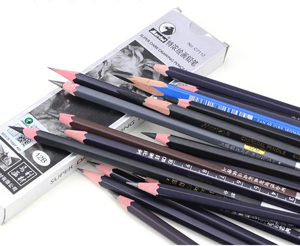YYMIYUSketch pencil set, 2H/B/2B/3B/4B/5B/6B/7B/8B/10/B/12B/15B 12 Drawing Pencils Set
