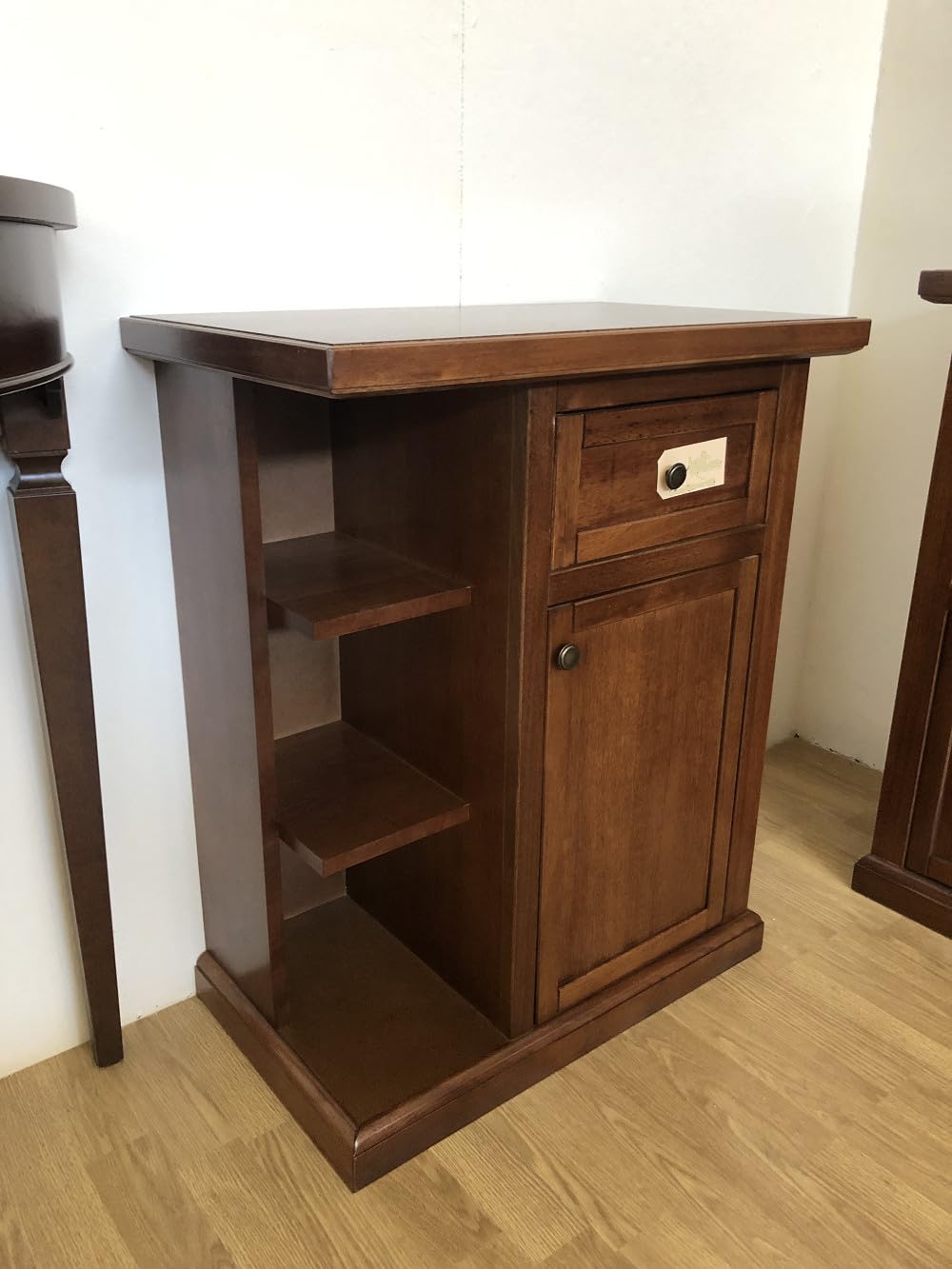 Vicentini arreda MOBILE PORTA TELEFONO ENTRATINA IN LEGNO NOCE SCURO ARTE POVERA