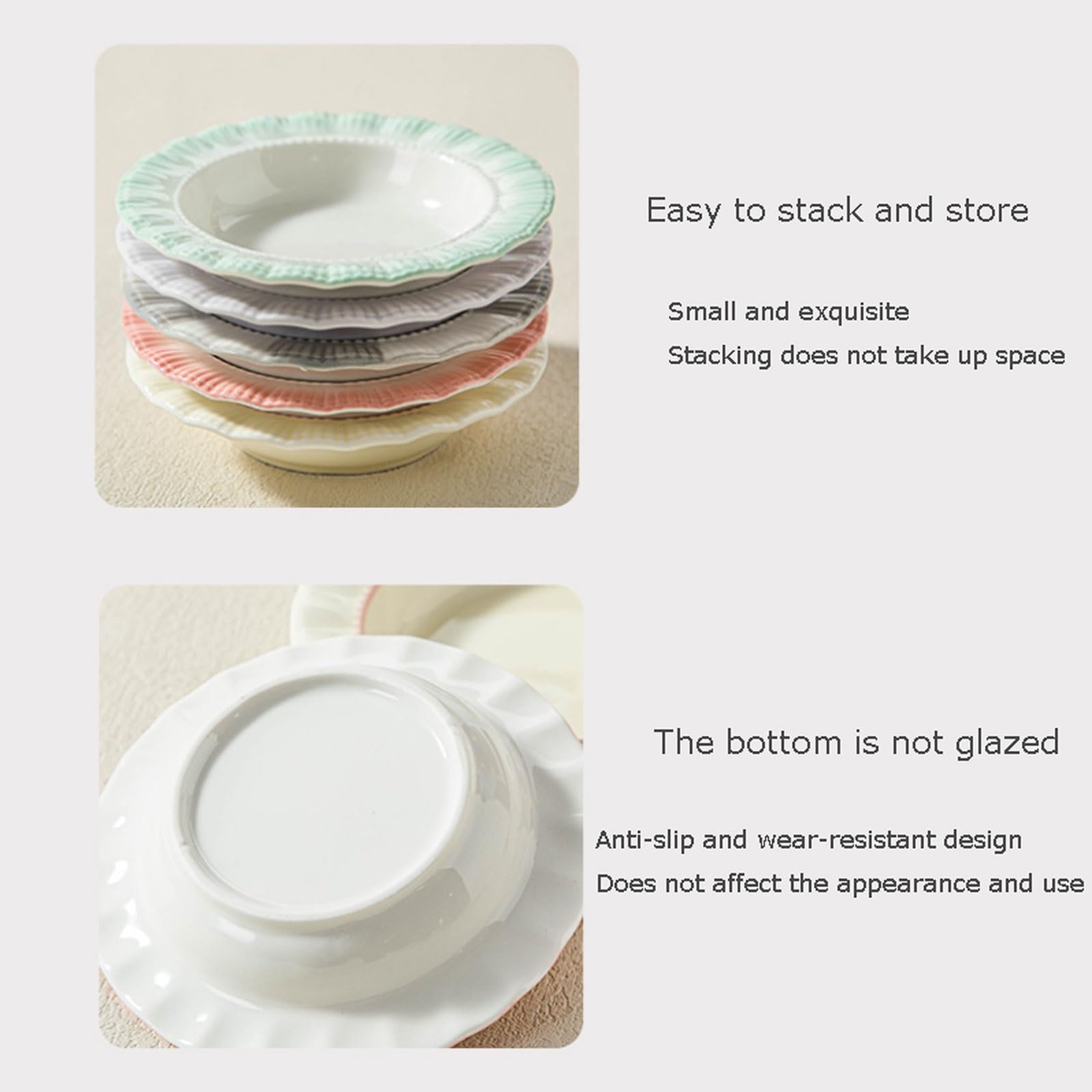 5-farbiges Keramik-Gewürzschalen-Set, 100 ml, stapelbare Dip-Schalen, Sojasaucen-Essig-Teller for Knödel, Hot Pot Dip-Schale