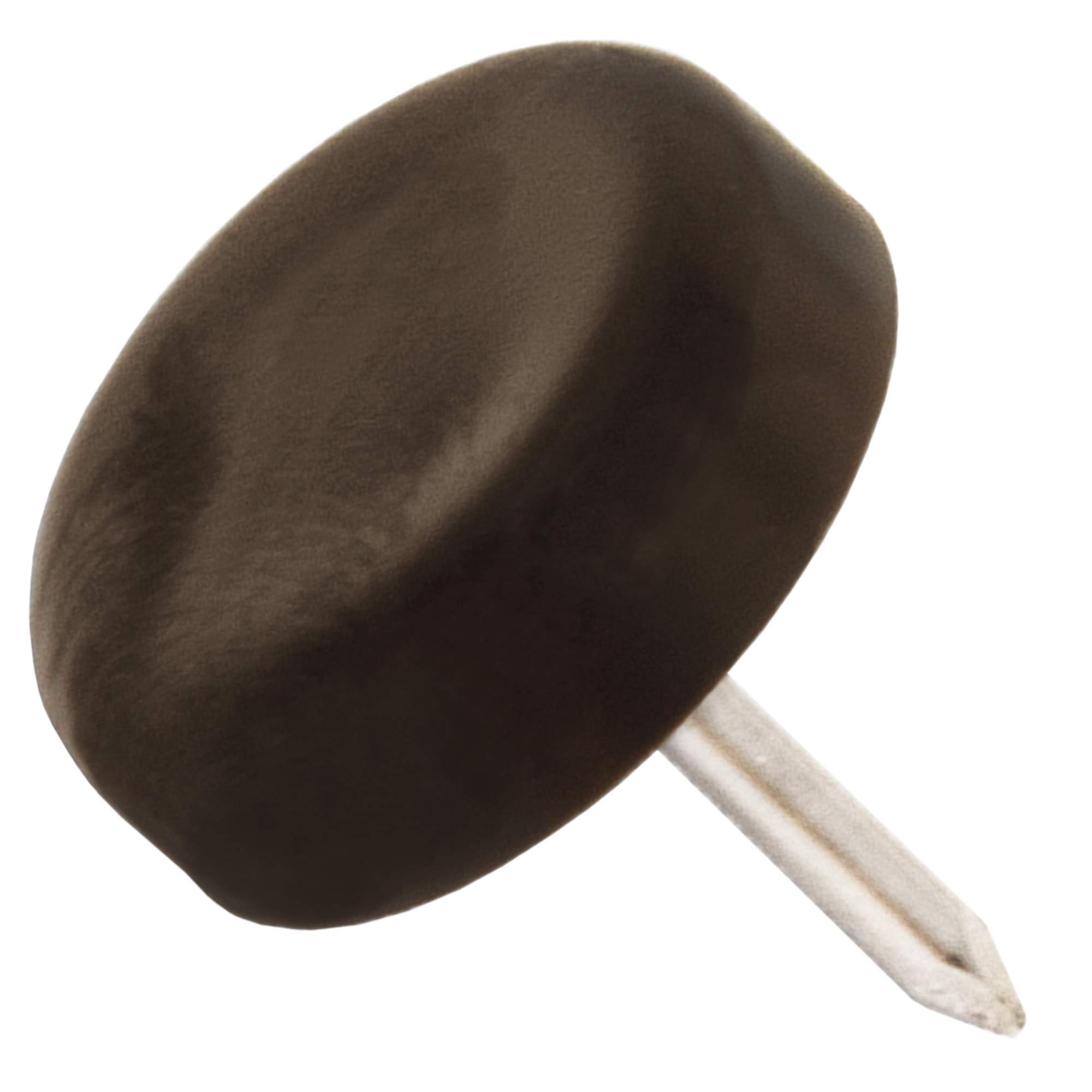 Adsamm® / 32 x Glides in plastic with nail | Ø 0,71'' (Ø 18 mm) | brown | round | Premium quality furniture sliders with nail by Adsamm®