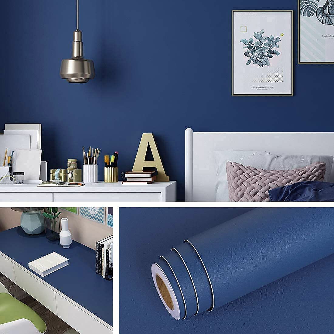 SUNBIRD Peel & Stick Wallpaper Contact Paper Decorative Vinyl Self Adhesive for Kitchen Furniture II Home Kids Room Decorations Removable Waterproof Wallpaper (24 X 48 Inch, Navy Blue) (B09P77X8W4) Amazon Price History, Amazon Price Tracker