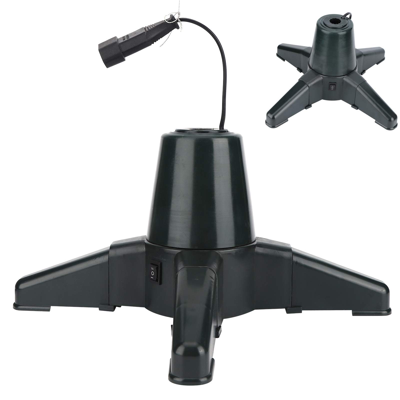 Support d'arbre de Noël Rotatif à 360 Degrés avec Prise en électrique pour la Maison, Rotation Lumineuse, 3 Réglages, Rotation à 360 Degrés, (Bol en Plastique)
