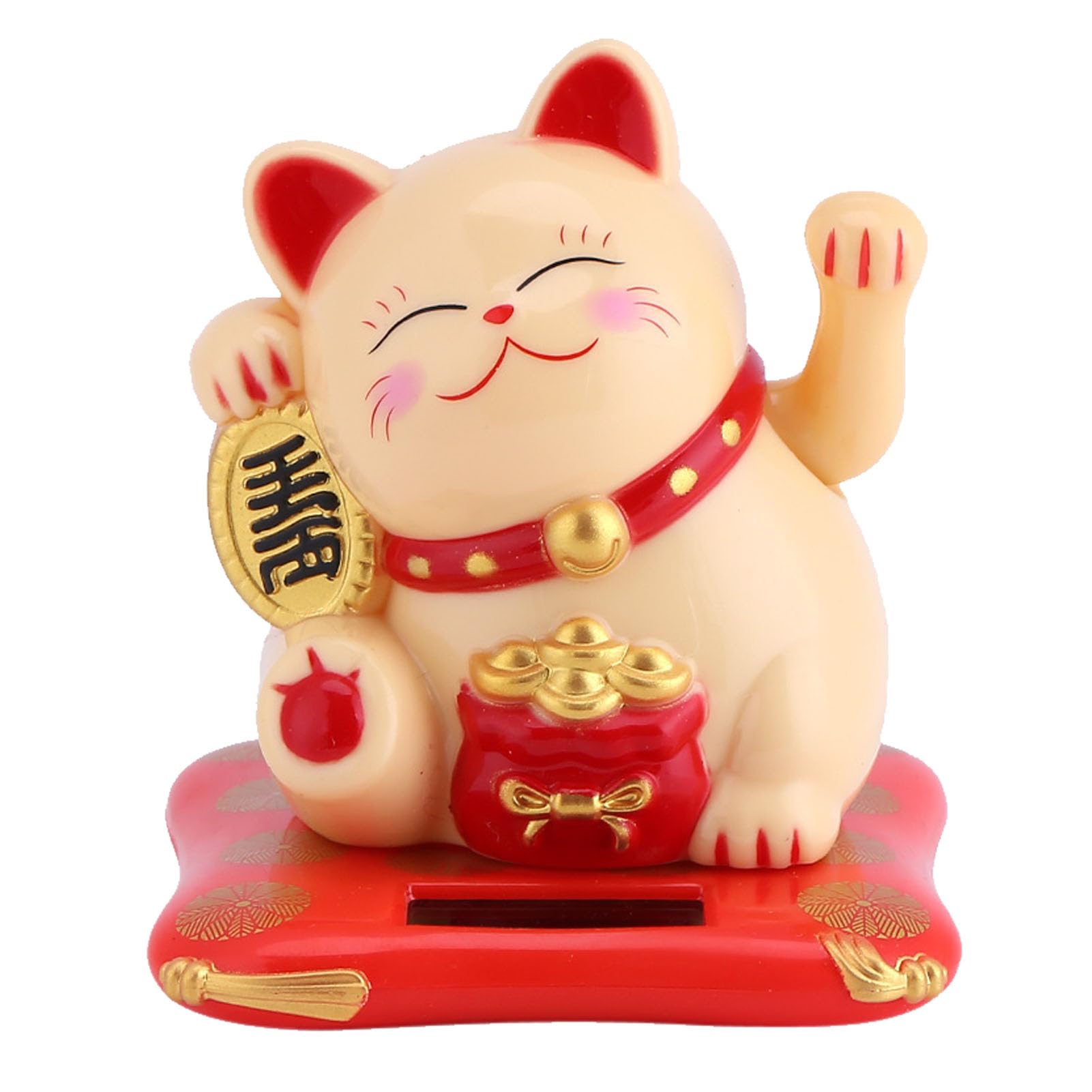 FTVOGUE Solar Powered Waving Cat Wealth Welcoming Cats for Home Car Decor(yellow)