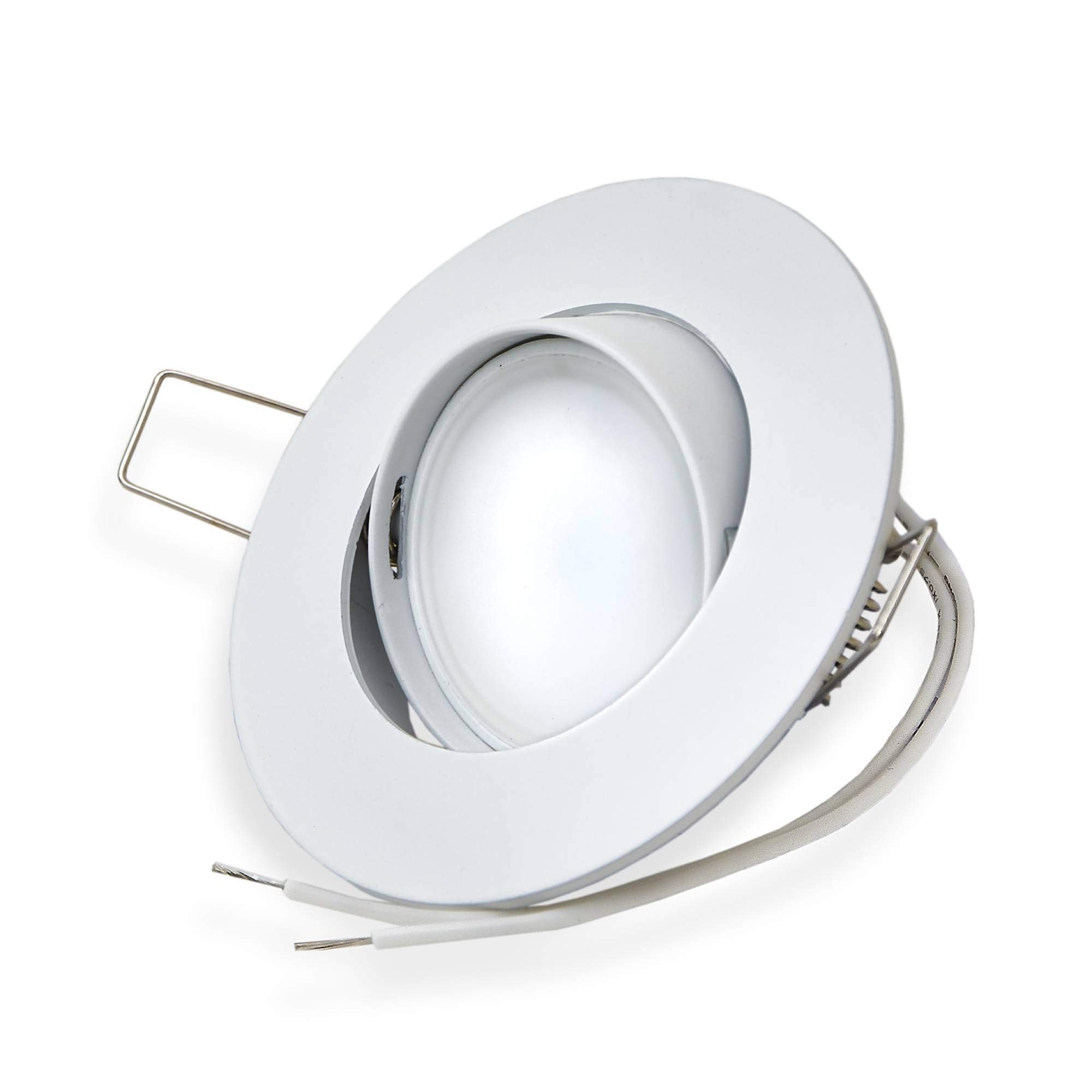 10x LED Einbaustrahler Set weiß rund 6,5 Watt neutralweiß 230V flach, schwenkbar und - Einbauleuchte 75-80mm Bohrloch - Einbau-Spot Decken-Strahler Deckeneinbaustrahler
