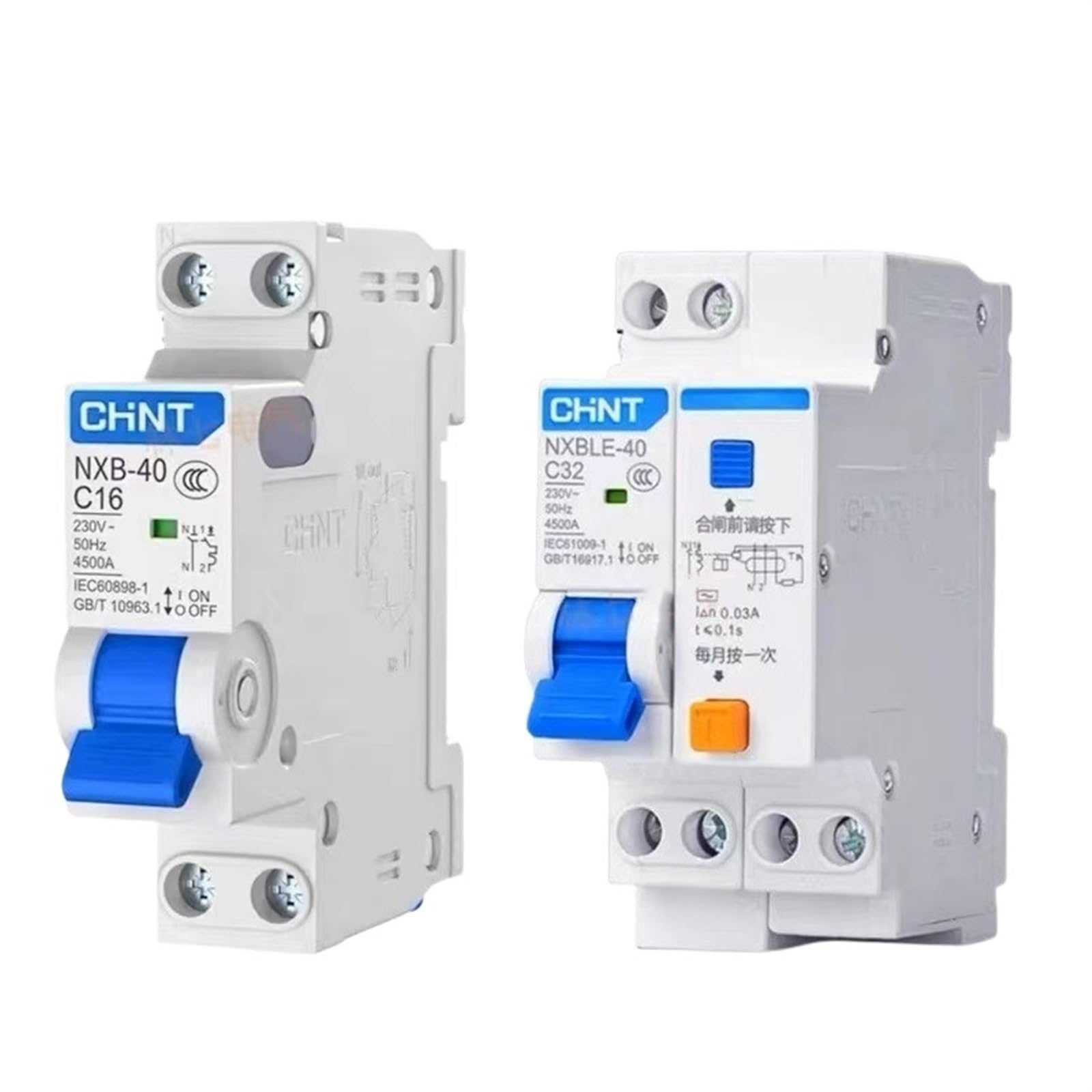 VSPPJYFG 1pcs NXB-40 NXBLE-40 1P+N DPNL 10A 16A 20A 25A 32A 40A Residual Current Circuit Breaker RCCB RCBO MCCB 20A(40a,NXBLE-40 1P N(RCBO))