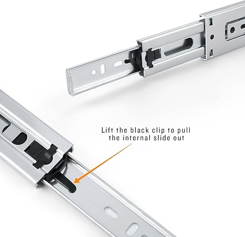 Miniatura 3 de Knobonly 6 pares de correderas de cajón de montaje lateral de 24 pulgadas, rodamiento de bolas de cierre suave plateado para gabinete de cocina,