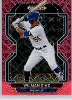 Vista 1 de 2022 Panini Prizm Draft Picks Prizms Neon Pink Velocity #139 Wilman Diaz RC Rookie Los Angeles Dodgers Baseball Trading Card